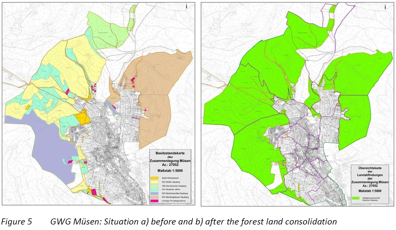 Concentración parcelaria forestal GWG Müsen 2005-2009, Alemania (concentración en 542 ha)